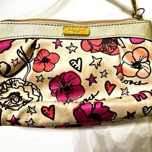 Coach Floral Poppy Satin Wristlet